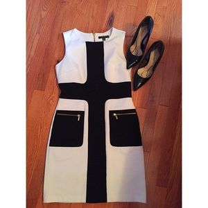 Black + White Work Dress